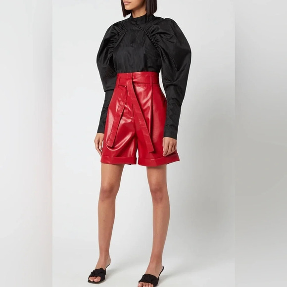 ! Rotate Birger Christensen A/S Kimi Ruched Jacquard Puff-Sleeve Top sz 0 - Picture 2 of 10